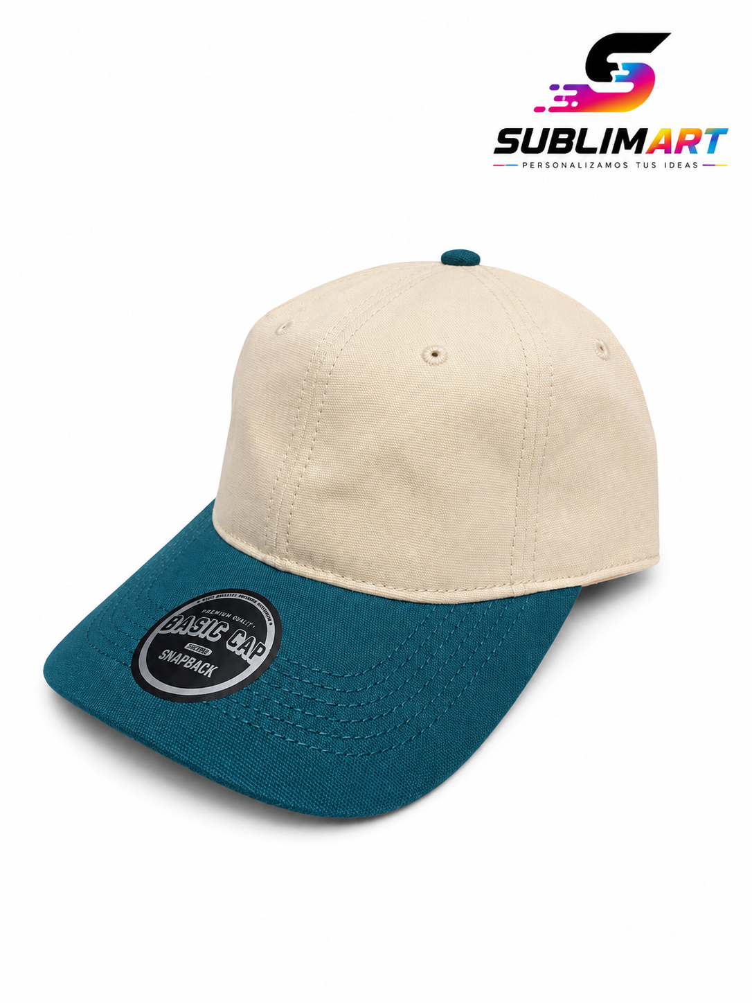 Jockey Beige/Azul Petróleo Personalizable Full Vinilo