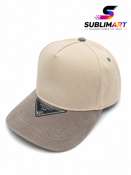Jockey Beige Premium con Visera de Gamuza Personalizable Full Vinilo