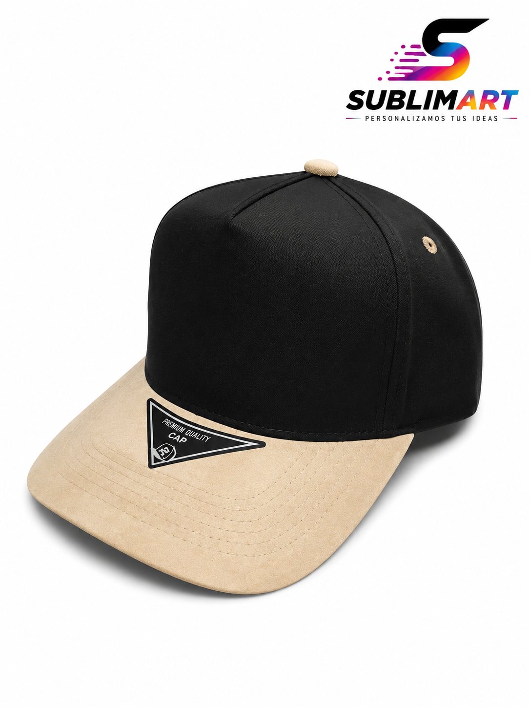 Jockey Negro Premium con Visera de Gamuza Personalizable Full Vinilo