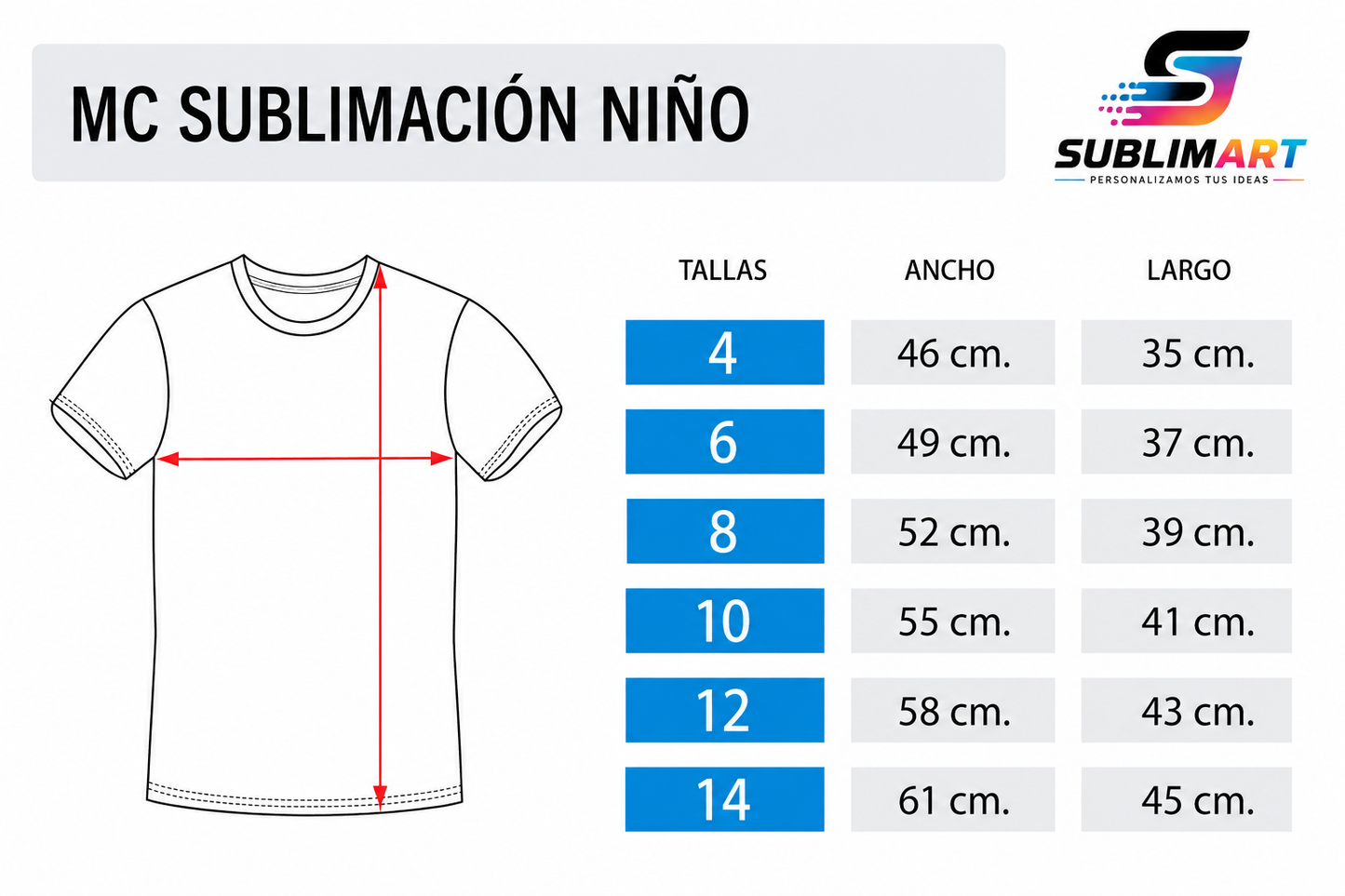 Polera manga corta NIÑO 100% Poliéster 170 Grs PERSONALIZABLE